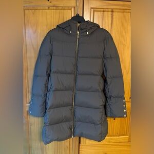 DONNA KARAN LONG HOODED DOWN FILLED PUFFER COAT